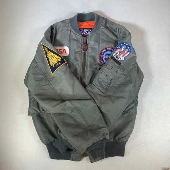 Space gear top gun nasa tomcat f-14 Bomber Jacket usaf vintage USA aviator - Picture 6 of 12